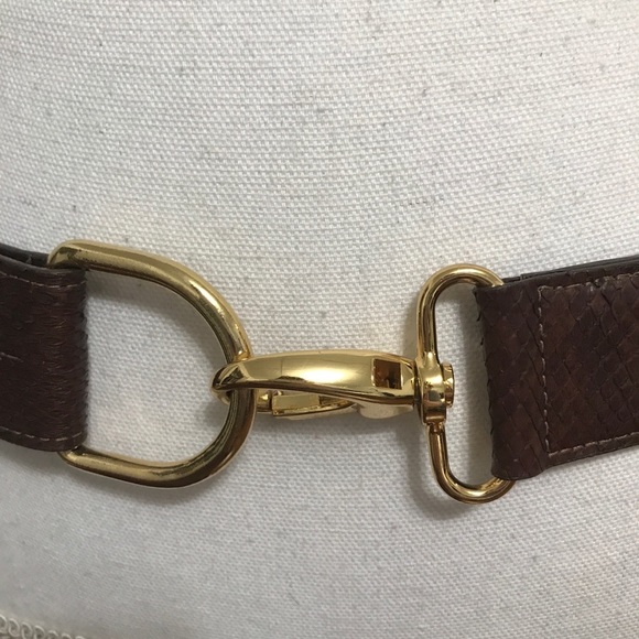 W. Kleinberg Brown Snakeskin Belt with Gold Clip main image 7